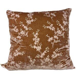 22X 25 Bella Notte Peach Velvet  Floral Oversized Pillow Plus Down Pillow Insert